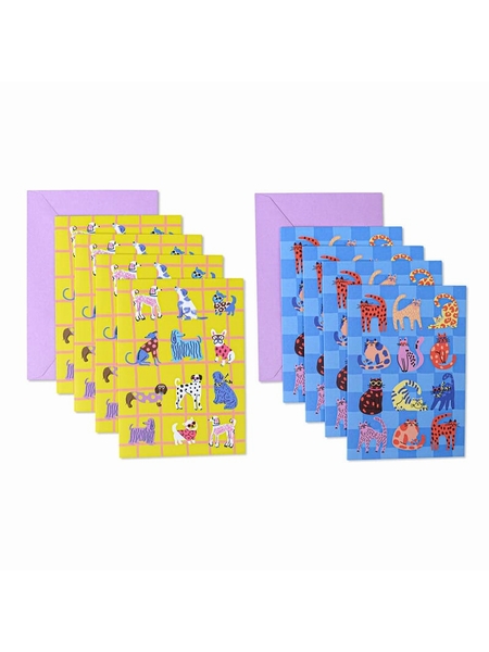 SET 8 CARTES CHATS ET CHIENS - HIJINX - CHATS CHIENS - 1