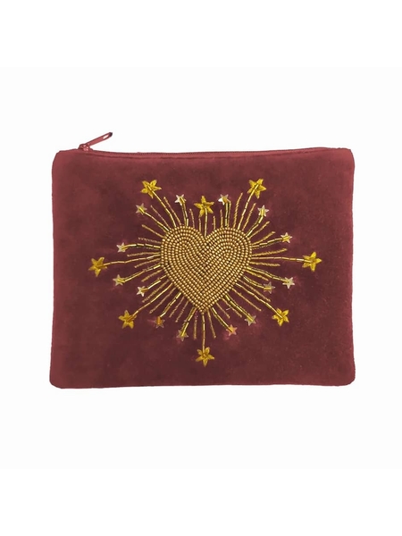 POCHETTE VELOURS BRODÉE - SELECTION KAMEME CONCEPT - BOIS DE ROSE - 1