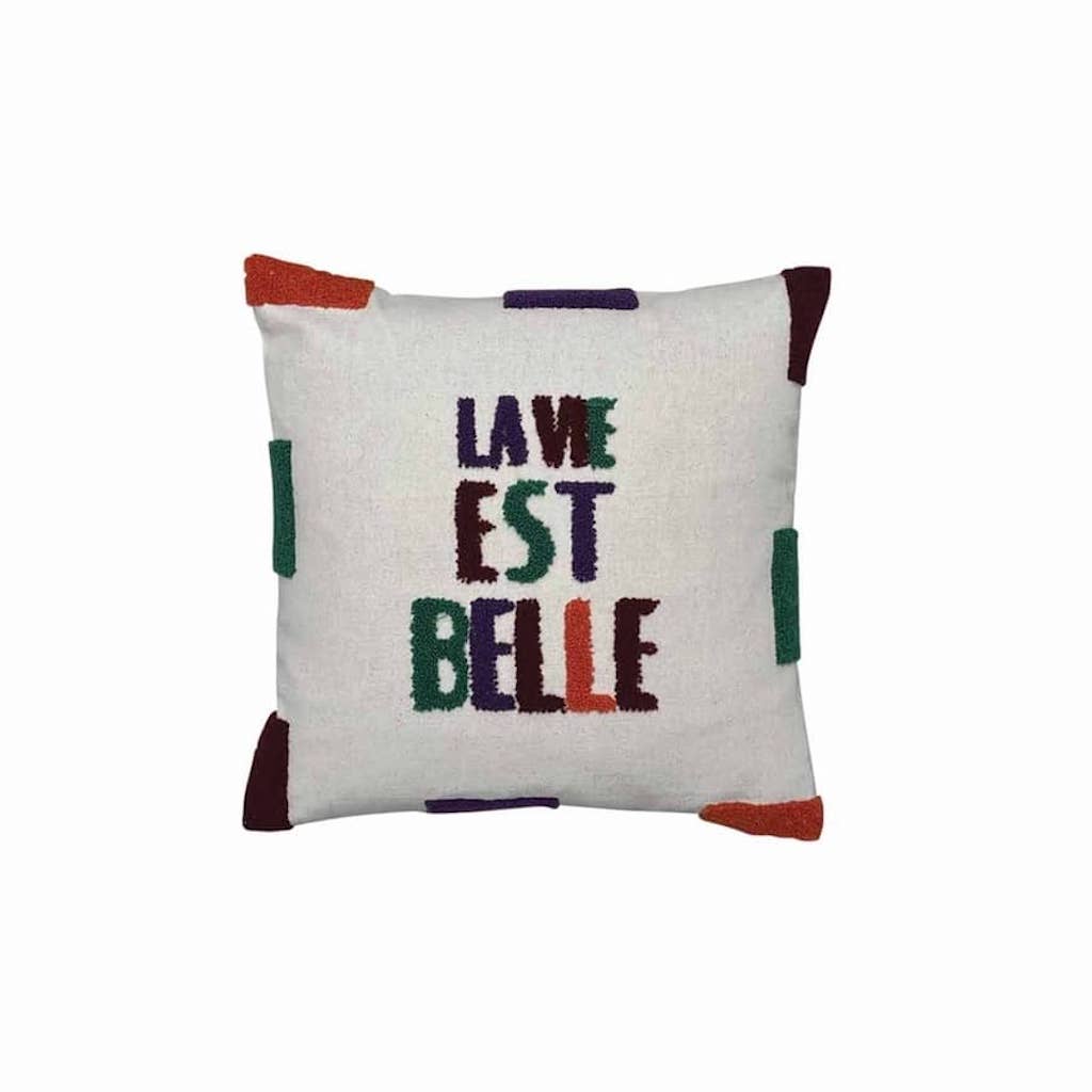 COUSSIN BRODE LA VIE EST BELLE - SELECTION KAMEME CONCEPT - VIE BELLE