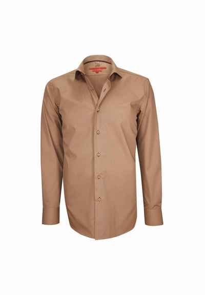 CHEMISE REGULAR UNIE MARRON - OPENBRAVO