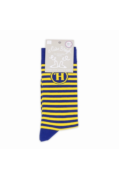 HENAFF CHAUSSETTES RAYE MARINE JAUNE HENAFF CHAUSSETTES