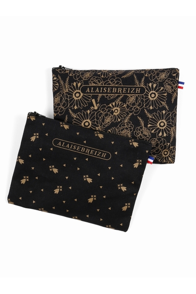 ABYSSE POCHETTE FLEURI NOIR ABYSSE POCHETTE