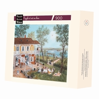 <b>Hand-cut art wooden jigsaw puzzle of circa 900 pieces -