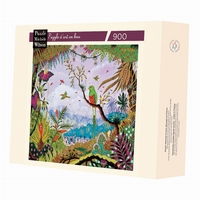 <b>Puzzle d'art en bois de 900 pièces environ, découpé à la
