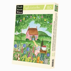 <b>Puzzle d'art en bois de 80 pièces environ, découpé à la