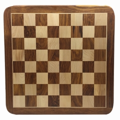 Très beau plateau d'échecs en placage sheesham et érable.