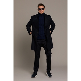 Manteau droit en laine by Spontini - tissu uni - coupe