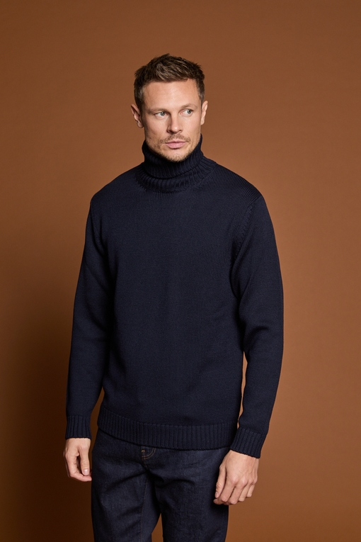 Pull col roule 100% laine mérinos by Spontini  - Coupe
