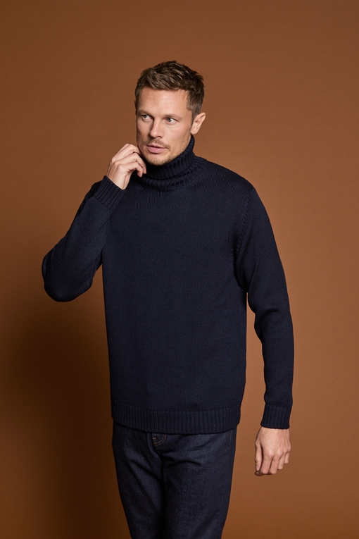 Pull col roule 100% laine mérinos by Spontini  - Coupe