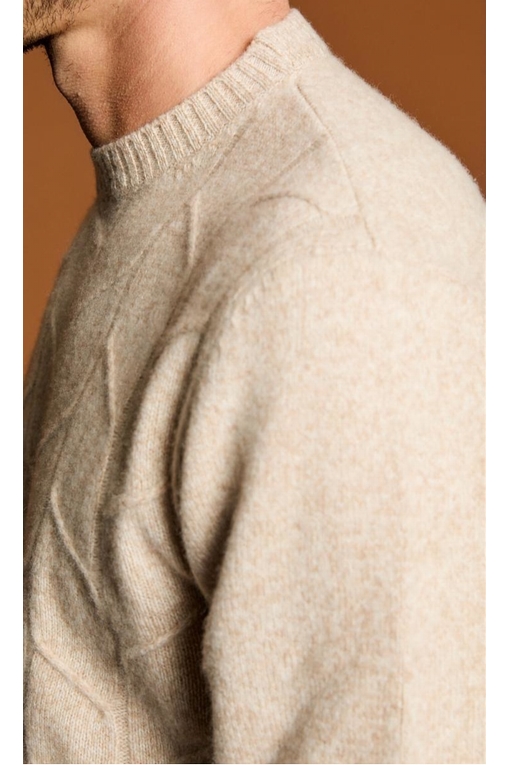 Pull en laine ras de cou, by spontini  -motif torsades -