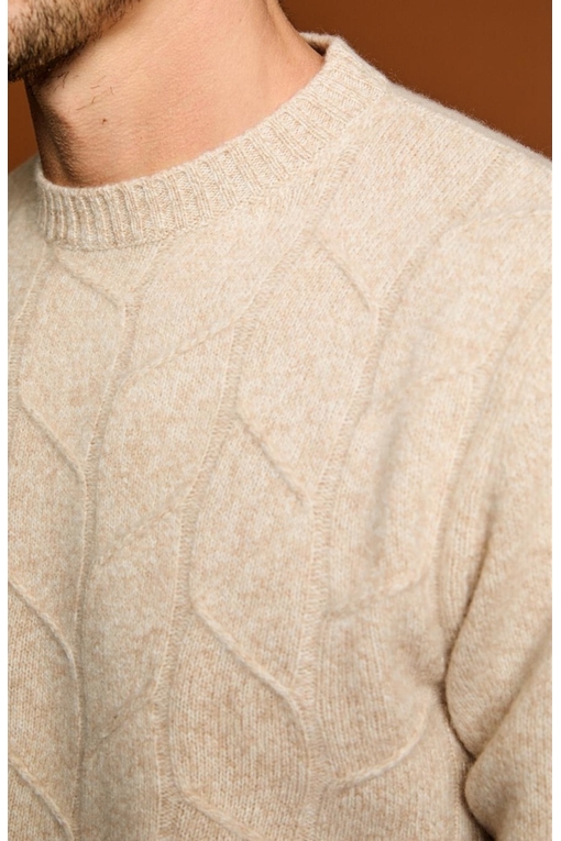 Pull en laine ras de cou, by spontini  -motif torsades -