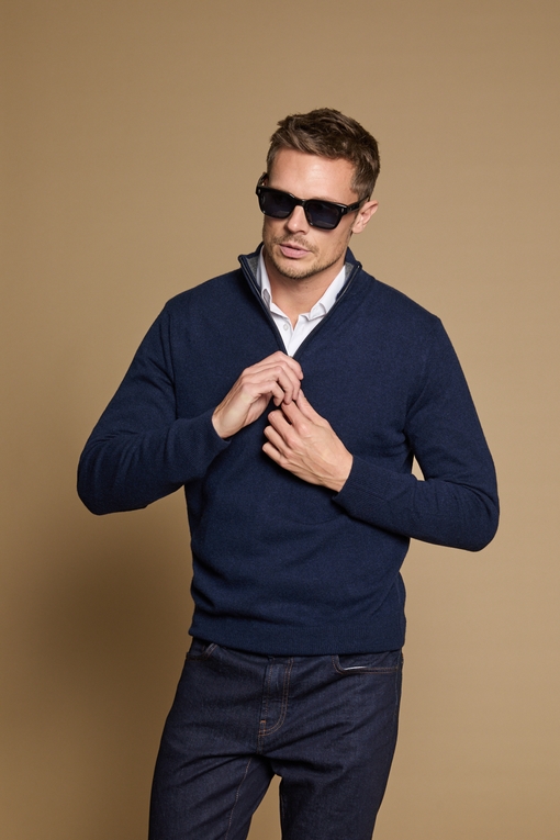 Pull demi zip, by spontini  - Composition : 100% cachemire -