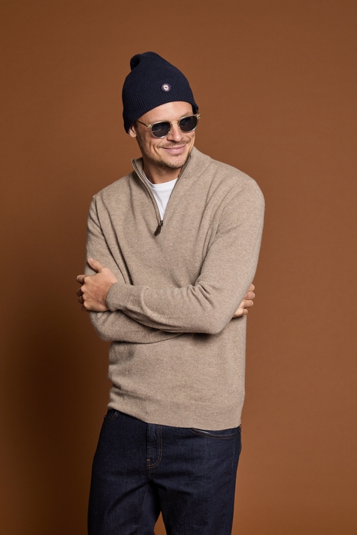 Pull demi zip, by spontini  - Composition : 100% cachemire -