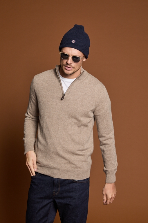 Pull demi zip, by spontini  - Composition : 100% cachemire -