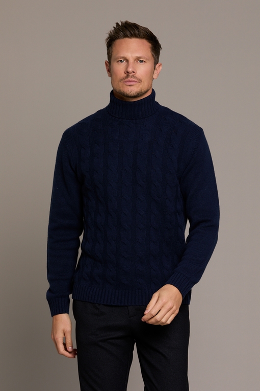 Pull col roule en laine torsadé by Spontini pour homme. -