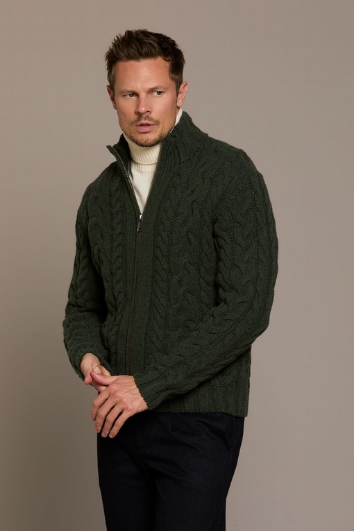 Gilet zip en laine torsadé, by spontini  - Composition :