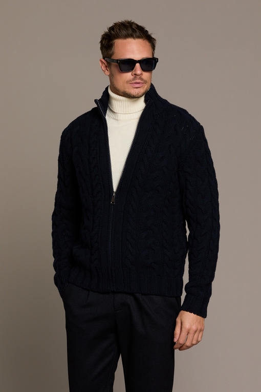 Gilet zip en laine torsadé, by spontini  - Composition :