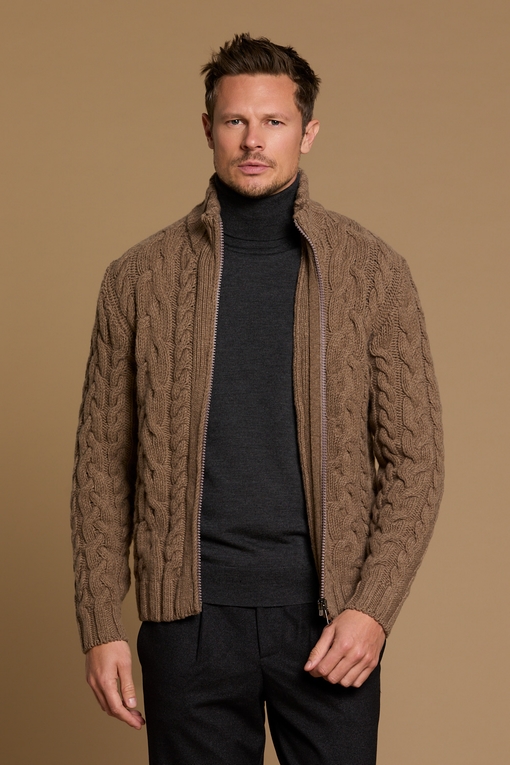 Gilet zip en laine torsadé, by spontini  - Composition :
