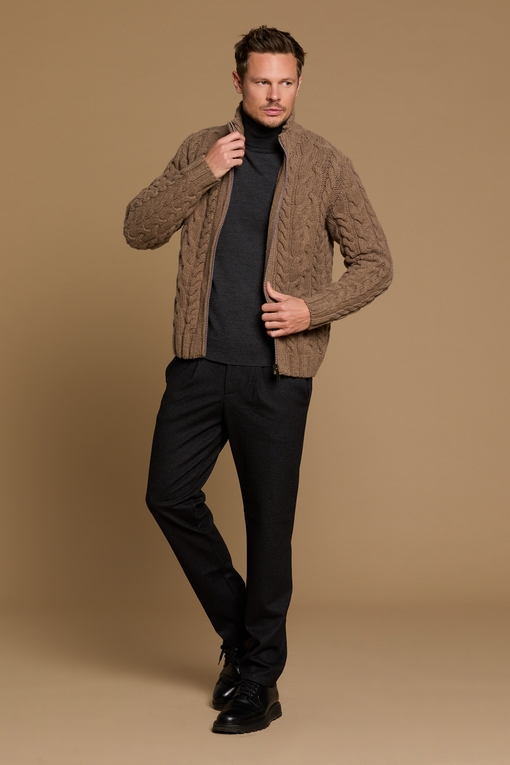 Gilet zip en laine torsadé, by spontini  - Composition :