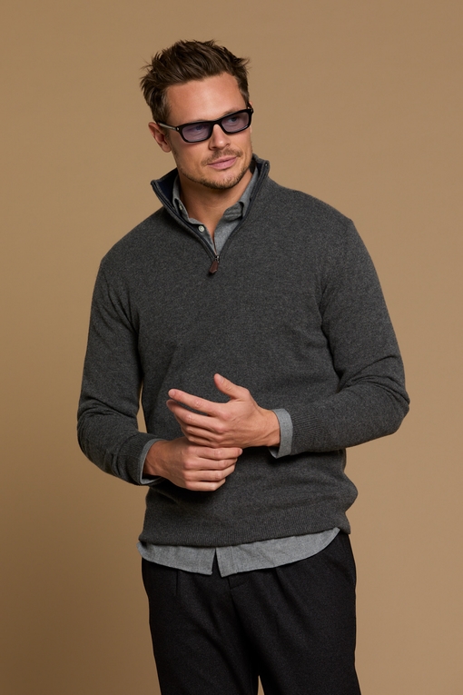 Pull demi zip, by spontini  - Composition : 100% cachemire -