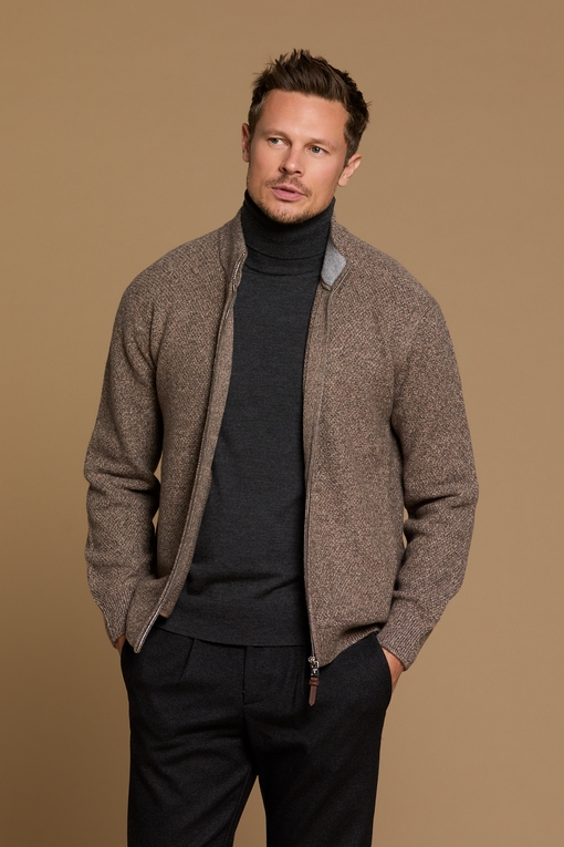 Gilet zip en laine by Spontini pour hommes.  - bord cote a