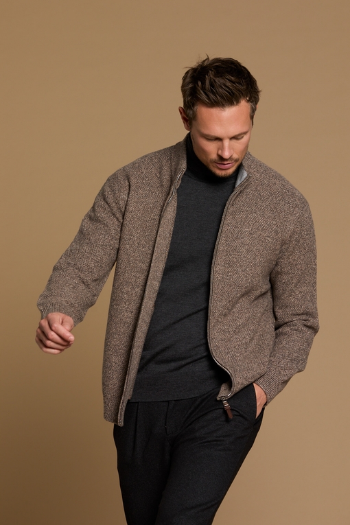 Gilet zip en laine by Spontini pour hommes.  - bord cote a