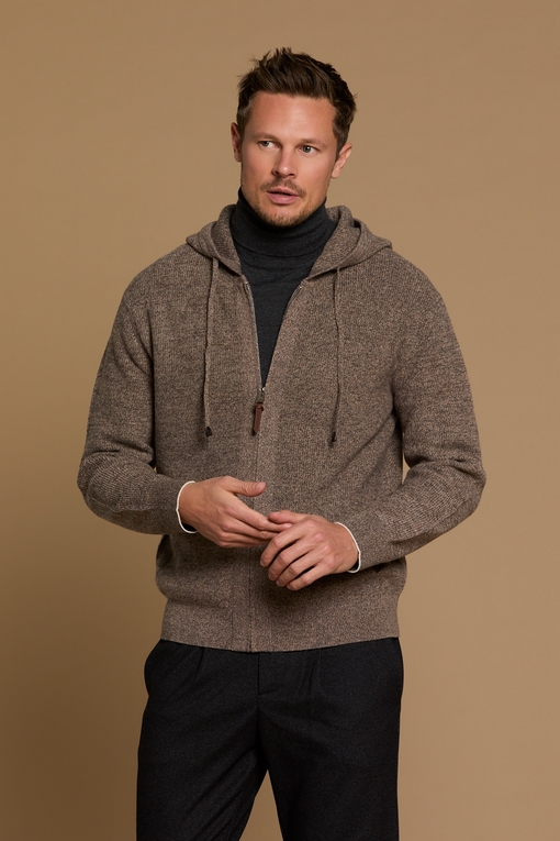 Gilet zip en laine by Spontini pour hommes.  - avec capuche