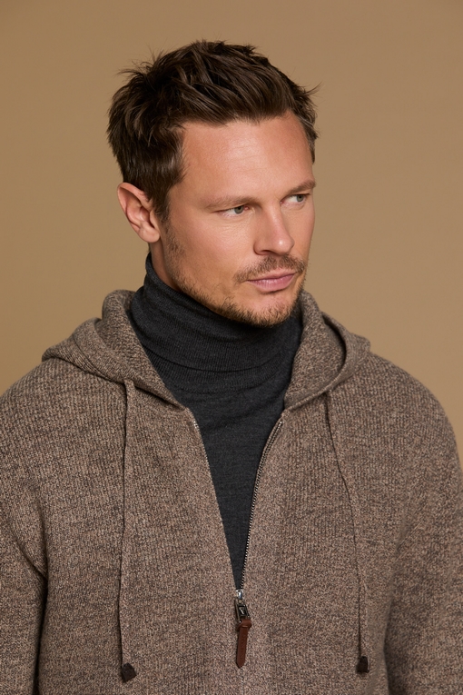 Gilet zip en laine by Spontini pour hommes.  - avec capuche