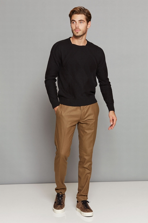 Pantalon slim, by spontini - coupe ajustée - 100% laine -