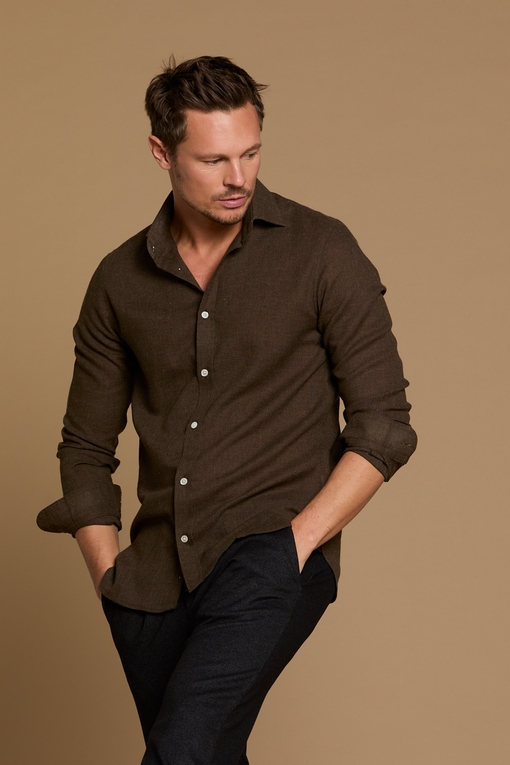 Chemise faux uni by Spontini pour homme. - Manches longues