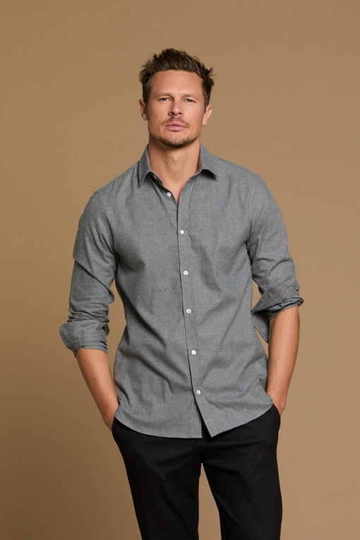 Chemise flanelle uni by Spontini pour homme. - Manches