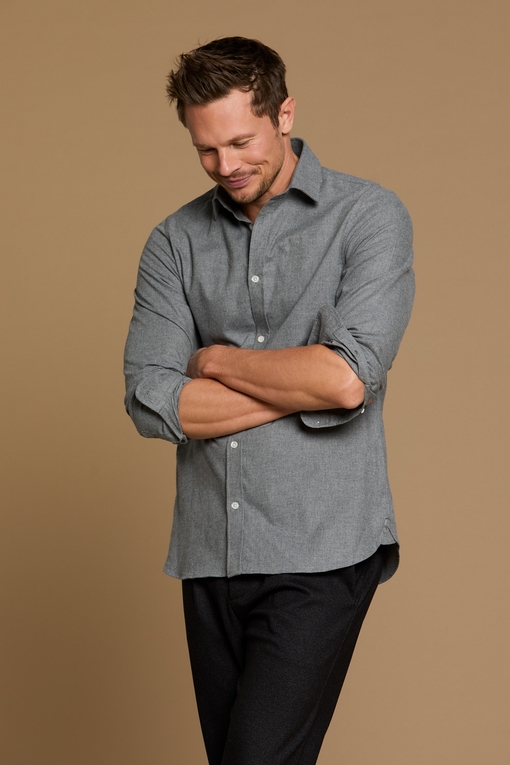 Chemise flanelle uni by Spontini pour homme. - Manches
