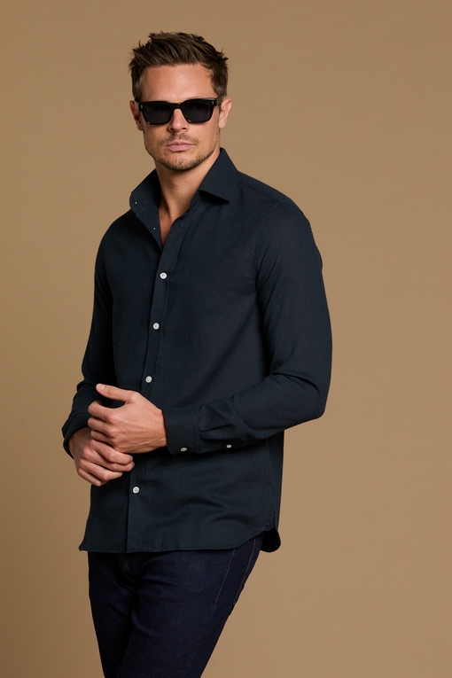 Chemise flanelle uni by Spontini pour homme. - Manches