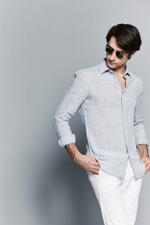 Chemise slim-fit en coton by Spontini pour homme. - Manches