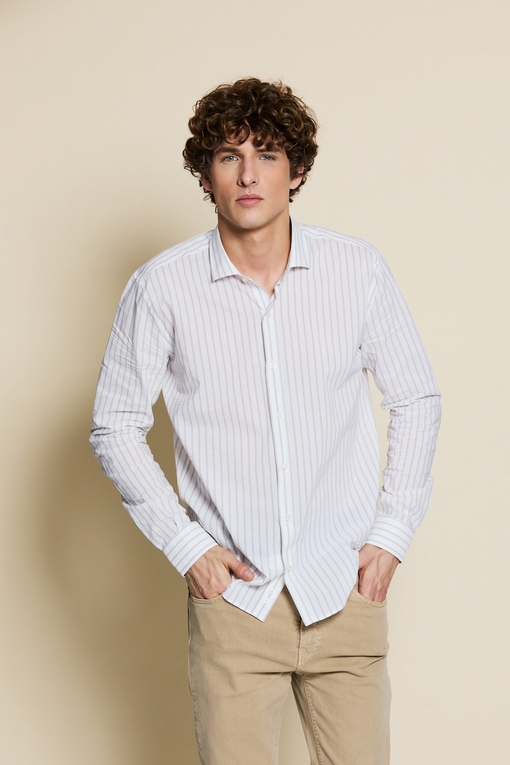 Chemise a rayures en coton by Spontini pour homme. - Coupe