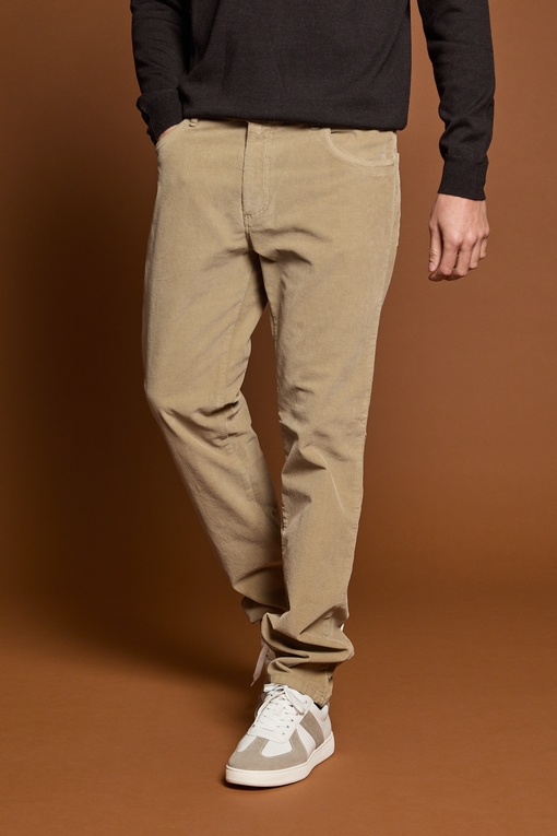 Pantalon velours By Spontini - cinq poches - fermeture par