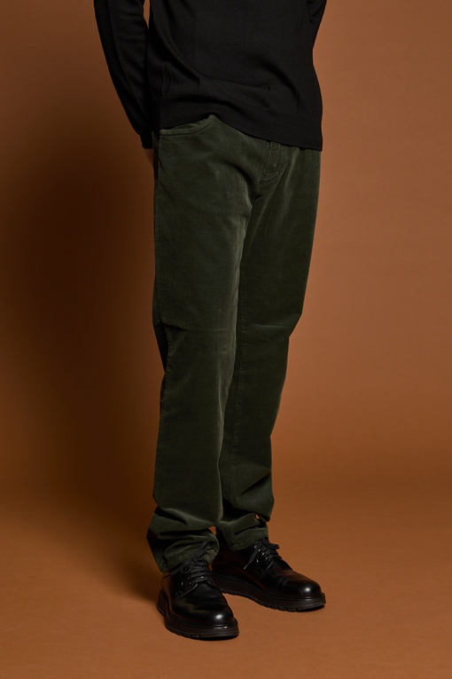 Pantalon velours By Spontini - cinq poches - fermeture par