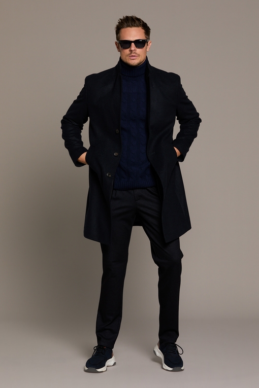 Manteau droit en laine by Spontini - tissu uni - coupe