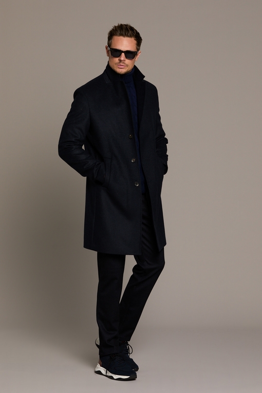 Manteau droit en laine by Spontini - tissu uni - coupe