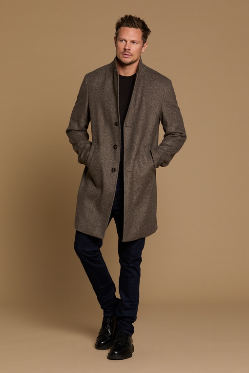 Manteau droit en laine by Spontini - tissu uni - coupe