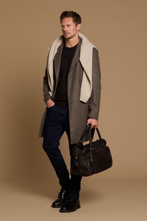 Manteau droit en laine by Spontini - tissu uni - coupe