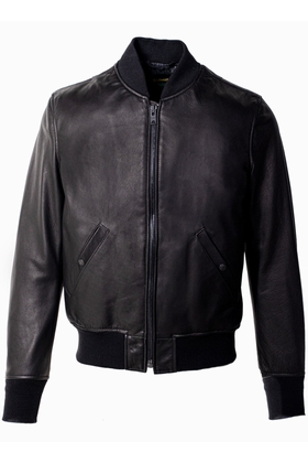 lightweight leather bomber jacket