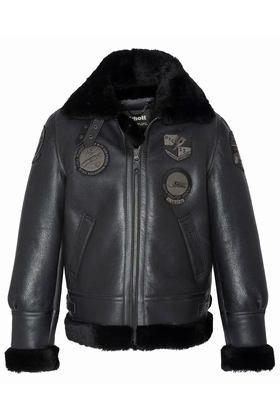 BOMBARDIER WITH BLACK BADGES - SCHOTT USA - BLACK