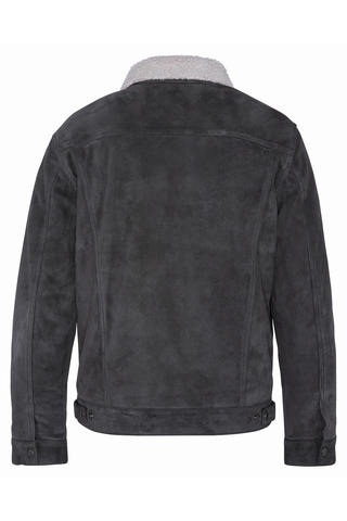 black shearling trucker jacket