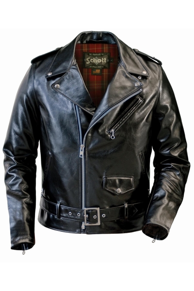 FITTED MOTORCYCLE JACKET - SCHOTT NYC CORP - BLACK - 1