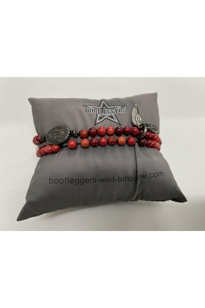 SIMPLE OU DOUBLE BRACELET - BOOTLEGGERS - RED TURQUOISE - 1