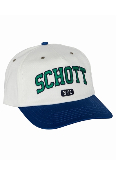 CAP IN COTTON TWILL - SCHOTT USA - WHITE/BLUE - 1