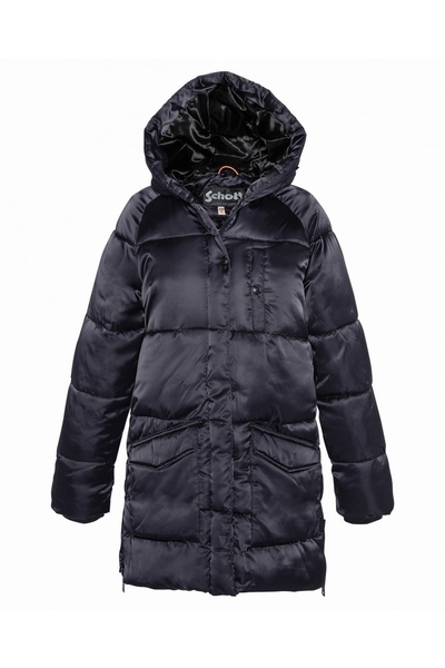 POLYFILL QUILTED LONG JACKET - SCHOTT USA - ANTHRACITE - 2