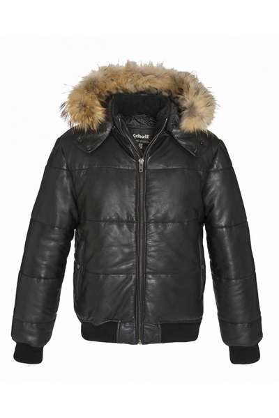 QUILTED JACKET WITH HOOD - SCHOTT USA - BLACK - 1