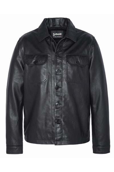 LEATHER OVERSHIRT - SCHOTT USA - BLACK - 1